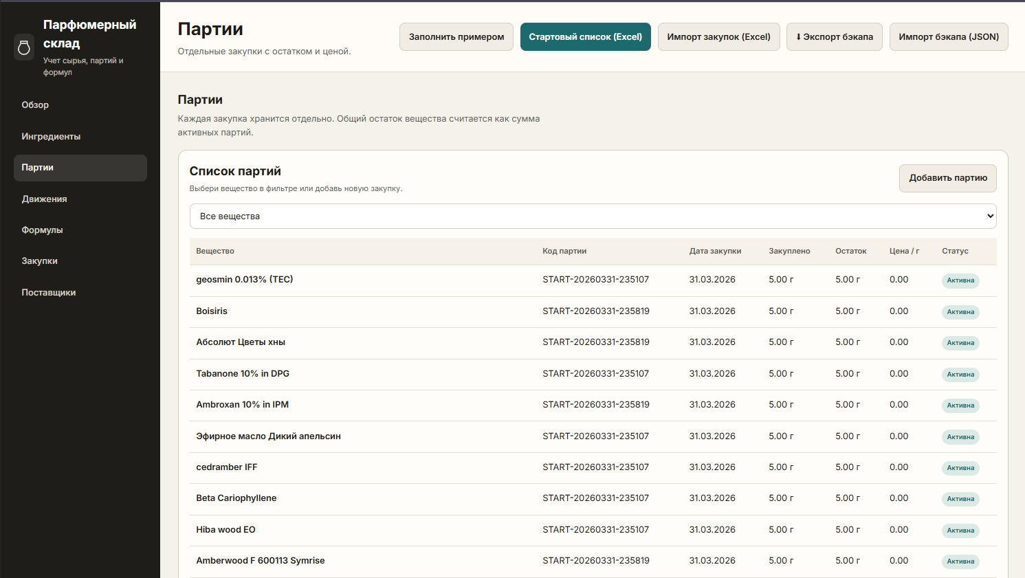 Список партий